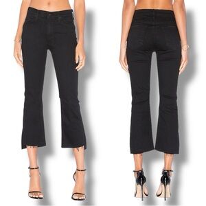 MOTHER The Insider Crop Step Fray Jeans Not Guilty Black Raw Hem Bootcut Size 24